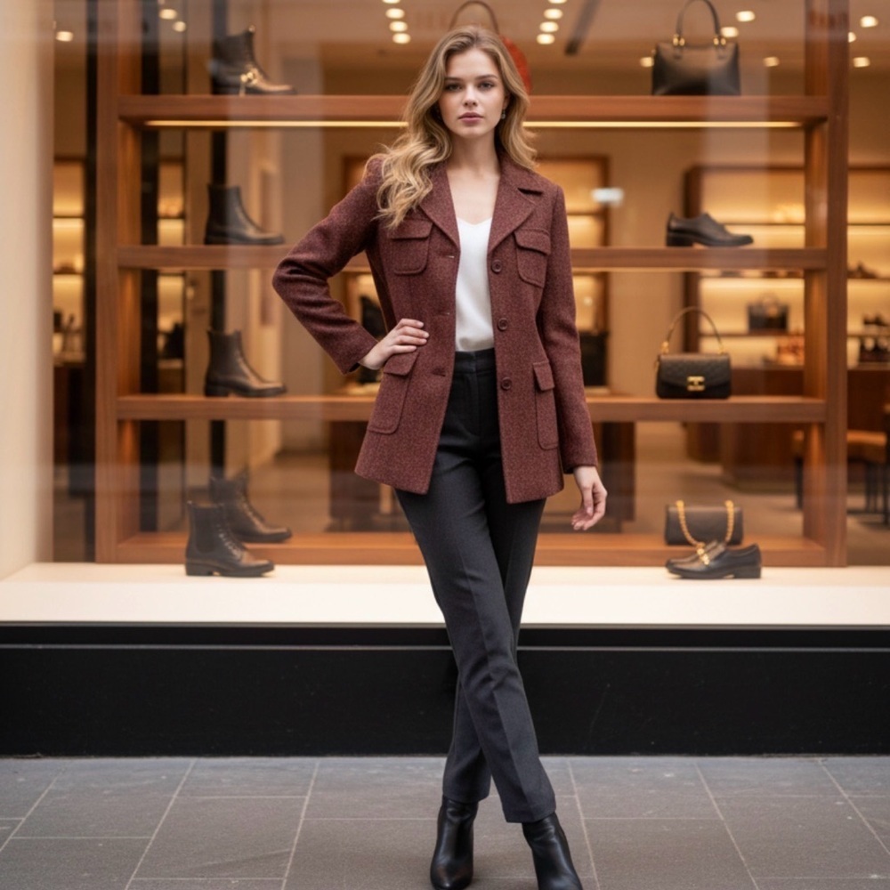Vintage Veeko Women's Elegant Brick brown coat